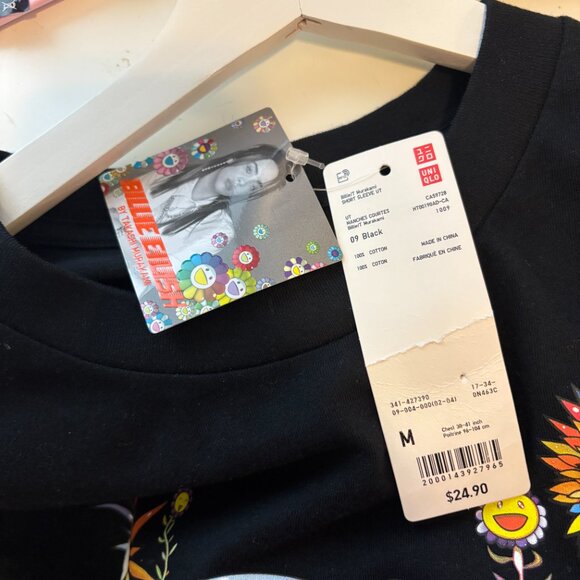 Uniqlo Billie Eilish Takashi Murakami Black Mens Graphic T-Shirt Tee Size Medium - Picture 7 of 12